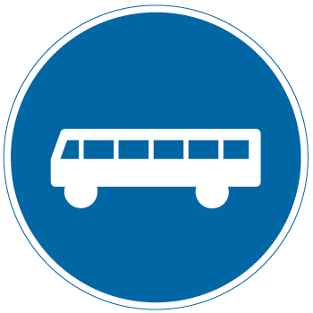 D10 Påbjudet körfält eller körbana för fordon i linjetrafik m.fl.